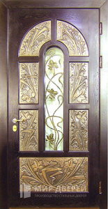 Металлическая дверь со стеклопакетом и ковкой №5 - фото вид снаружи