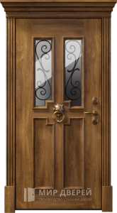 Входная коричневая дверь со стеклом в дом №20 - фото №2